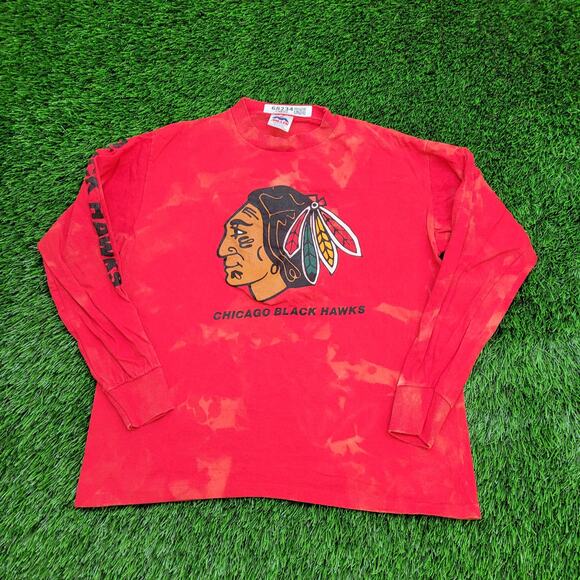 Vintage Chicago Blackhawks Shirt Womens Medium 19x23 Red USA - Picture 1 of 13
